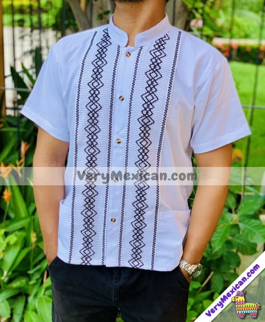 rj00632 camisa guayabera de manta color blanco artesanal mexicano para  hombre ⋆ 