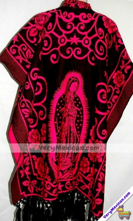 rs0051 Poncho zarape jorongo artesanal unisex virgen mexicana ⋆  