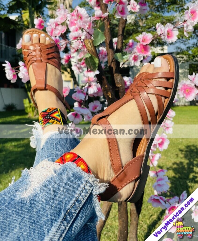 Ze00017 Huaraches Artesanales Piso Para Mujer Tan Tejido De Tiras Cruzado Mayoreo Fabricante Calzado (2)