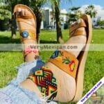 Ze 00051 Huaraches Artesanales Piso Para Mujer Camel Flores Bordadas De Colores Fabricante Calzado Mayoreo (1)